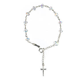 4 mm briolette crystal bracelet in 925 silver cross