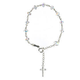 4 mm briolette crystal bracelet in 925 silver cross