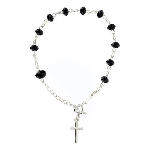 Bracciale crocefisso nero argento 925 4 mm cristallo briolette 2
