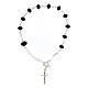 Bracciale crocefisso nero argento 925 4 mm cristallo briolette s2
