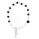 Pulseira crucifixo prata 925 cristal briolette preto 4 mm s1