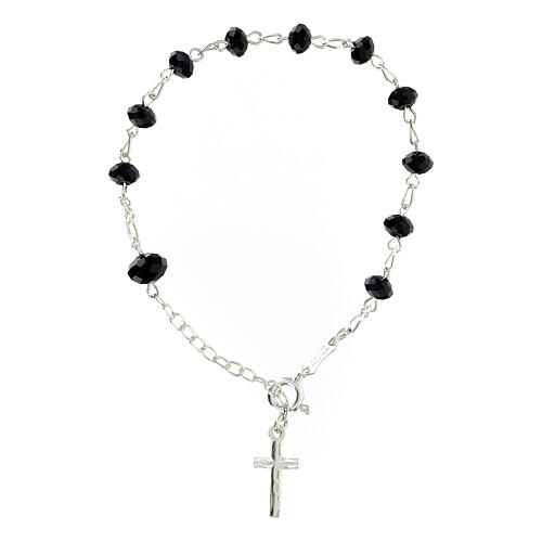 Black 925 silver crucifix bracelet 4 mm briolette crystal 2