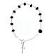 Black 925 silver crucifix bracelet 4 mm briolette crystal s1