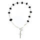 Black 925 silver crucifix bracelet 4 mm briolette crystal s2