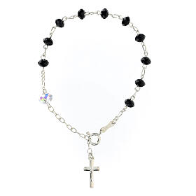 Bracciale cristallo nero 4 mm pater 6 mm briolette argento 925