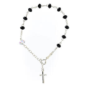 Bracciale cristallo nero 4 mm pater 6 mm briolette argento 925