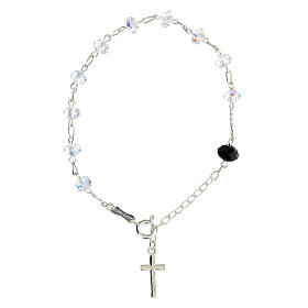 Rosenkranz-Armband mit 4 mm Kristall Briolette leuchtendes Silber 925