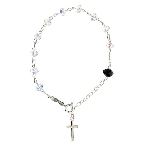 Rosenkranz-Armband mit 4 mm Kristall Briolette leuchtendes Silber 925 2