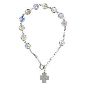 Pulseira terço prata 925 contas cristal 8 mm