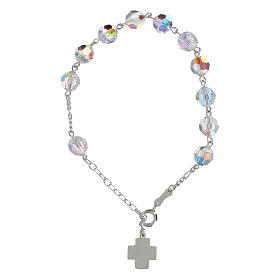 Pulseira terço prata 925 contas cristal 8 mm