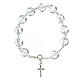 Bracelet grains cristal 12 mm croix argent 925 s1