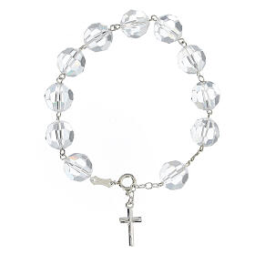 Decade rosary bracelet crystal 12 mm 925 silver cross