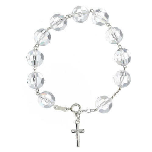 Decade rosary bracelet crystal 12 mm 925 silver cross 1