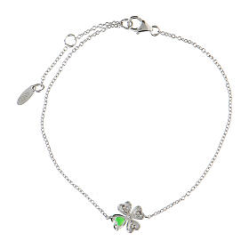 Green four-leaf bracelet AMEN in 925 silver