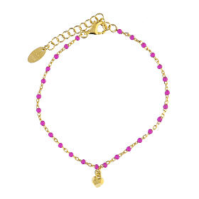 Rosa Armband mit vergoldetem Herz von AMEN aus 925er Silber