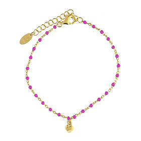 Pink golden heart bracelet AMEN 925 silver