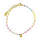 AMEN bracelet with heart-shaped charm and multicoloured beads, gold plated 925 silver s1