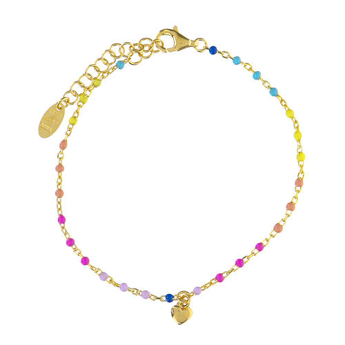 Bracciale AMEN argento 925 multicolore cuore dorato 1