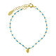 AMEN bracelet with heart-shaped charm and light blue beads, gold plated 925 silver s1