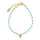 AMEN bracelet with heart-shaped charm and light blue beads, gold plated 925 silver s2