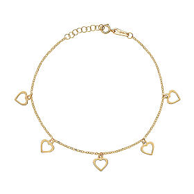 AMEN bracelet with cut-out heart-shaped pendants, 9K gold