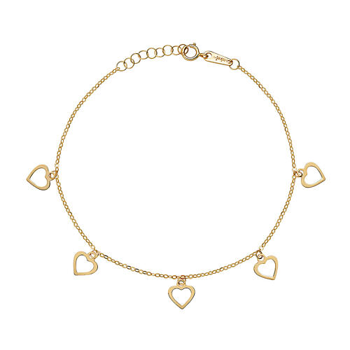 AMEN bracelet with cut-out heart-shaped pendants, 9K gold 1