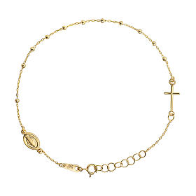 AMEN single decade rosary bracelet with Miraculous Medal, 9K gold
