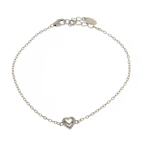 Amen bracelet with concentric hearts, 925 silver and rhinestones 1