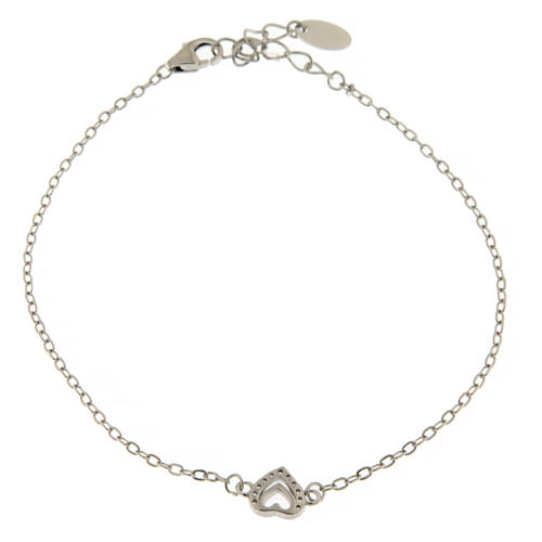 Amen bracelet with concentric hearts, 925 silver and rhinestones 3