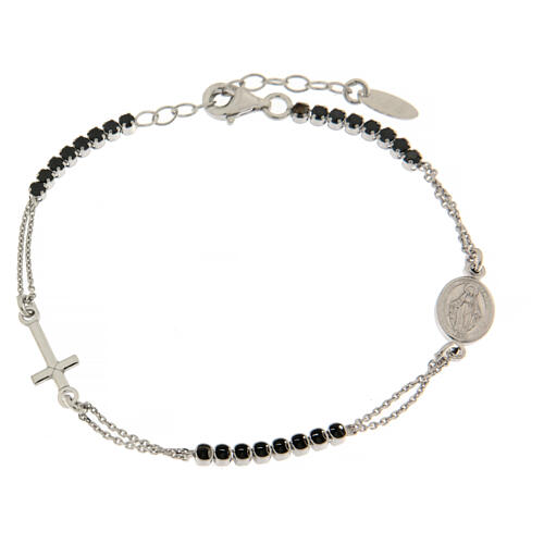 Bracelet AMEN en argent 925 et zircons noirs 1