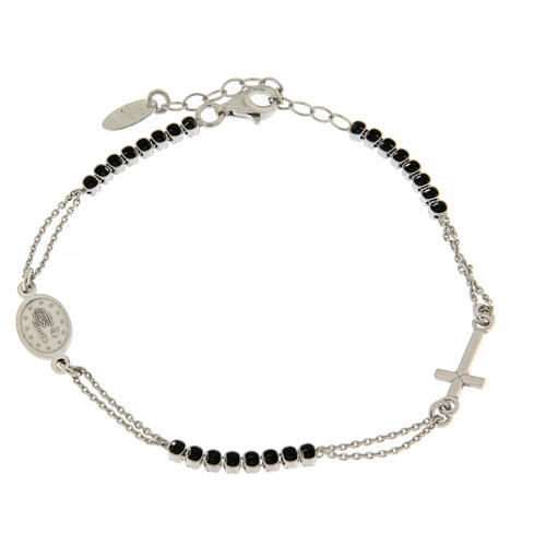 Bracelet AMEN en argent 925 et zircons noirs 2