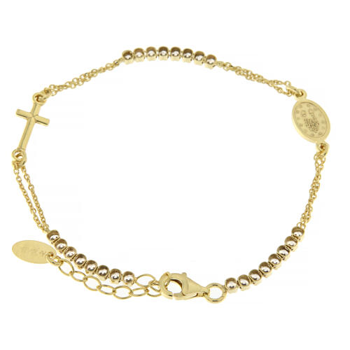 Amen cross bracelet in golden 925 silver and white zircons 3