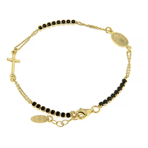 Amen bracelet of gold plated 925 silver and black rhinestones 2