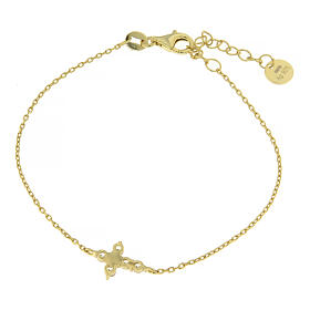 Amen bracelet of gold plated 925 silver with rhinestone cross
