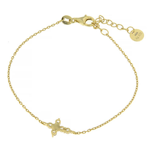 Amen bracelet of gold plated 925 silver with rhinestone cross 2