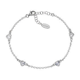 Amen bracelet with white zircons and 925 silver hearts