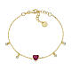 Amen gold plated bracelet with white rhinestones and red heart s1