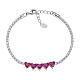 Amen tennis bracelet of 925 silver, heart-spahed pink rhinestones s1