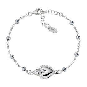Sacred Heart Bracelet 925 silver Amen iridescent crystals