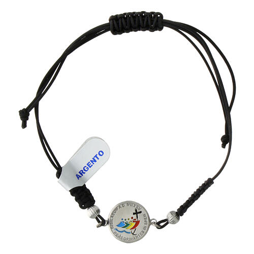 Bracelet with 2025 Jubilee medal, enamelled 925 silver and adjustable black rope 1