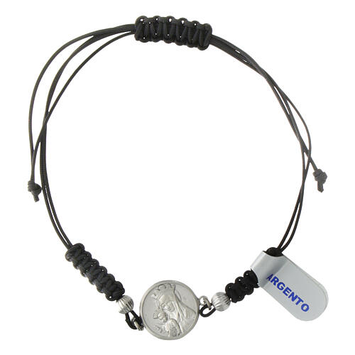 Bracelet with 2025 Jubilee medal, enamelled 925 silver and adjustable black rope 4