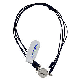 Pulsera San Benito plata cuerda ajustable azul