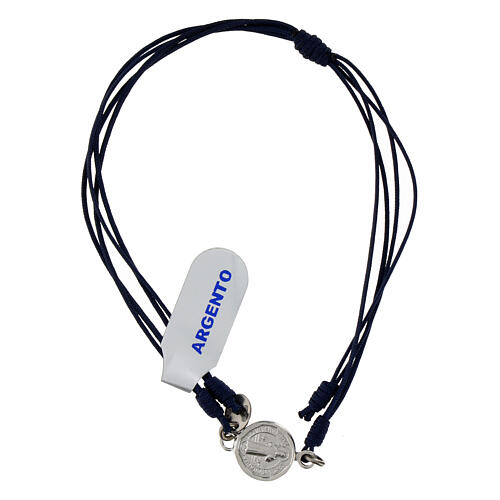 Bracciale San Benedetto argento corda regolabile blu 1