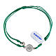 Green adjustable bracelet with silver medal of St. Benedict s1