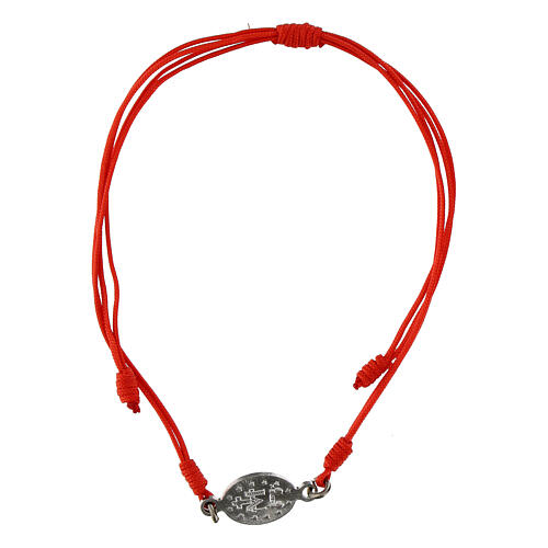 Bracelet with silver Miraculous Medal, red adjustable rope 3