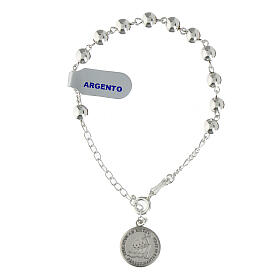 Armband zum Jubiläum 2025, mit Anhänger und glatten Perlen, 925er Silber, 6 mm