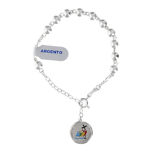 Bransoletka charm Jubileusz 2025, koraliki gładkie 6 mm, srebro 925 1