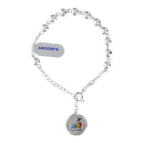 Pulseira breloque Jubileu 2025 contas lisas 6 mm prata 925