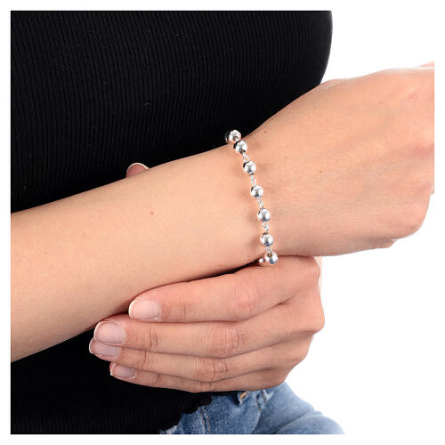 Jubilee 2025 decade rosary bracelet with smooth 925 silver 6 mm beads 2
