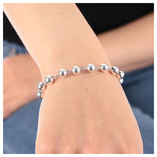 Jubilee 2025 decade rosary bracelet with smooth 925 silver 6 mm beads 3